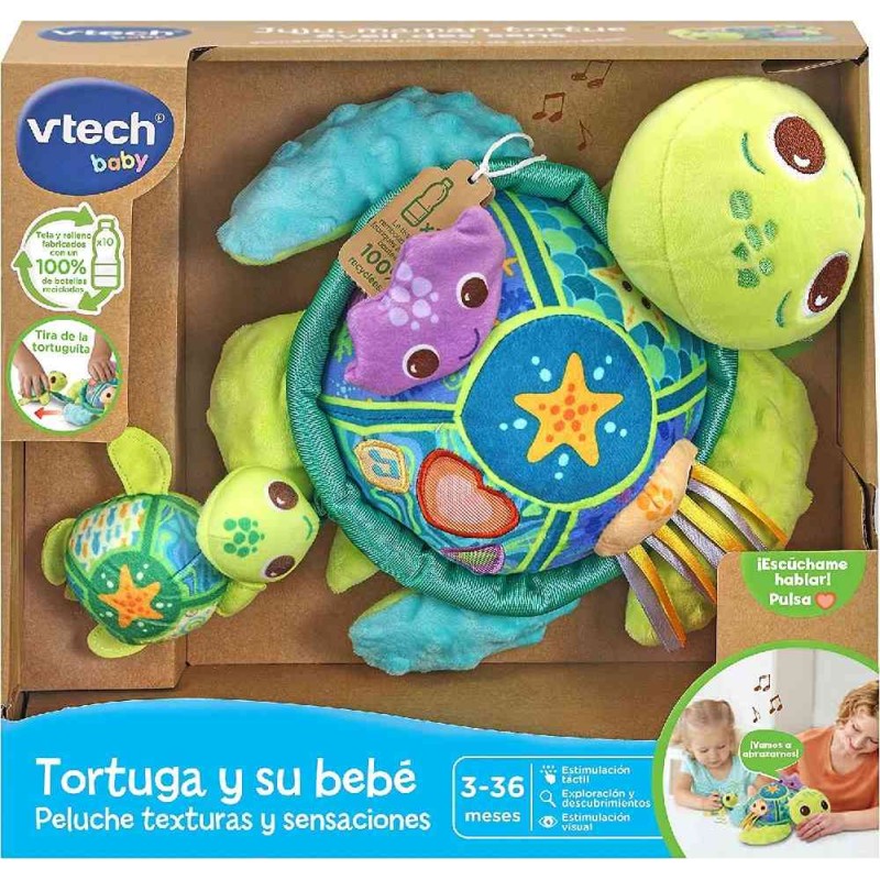 ECO TORTUGA Y SU BEBE PELUCHE TEXTURAS Y