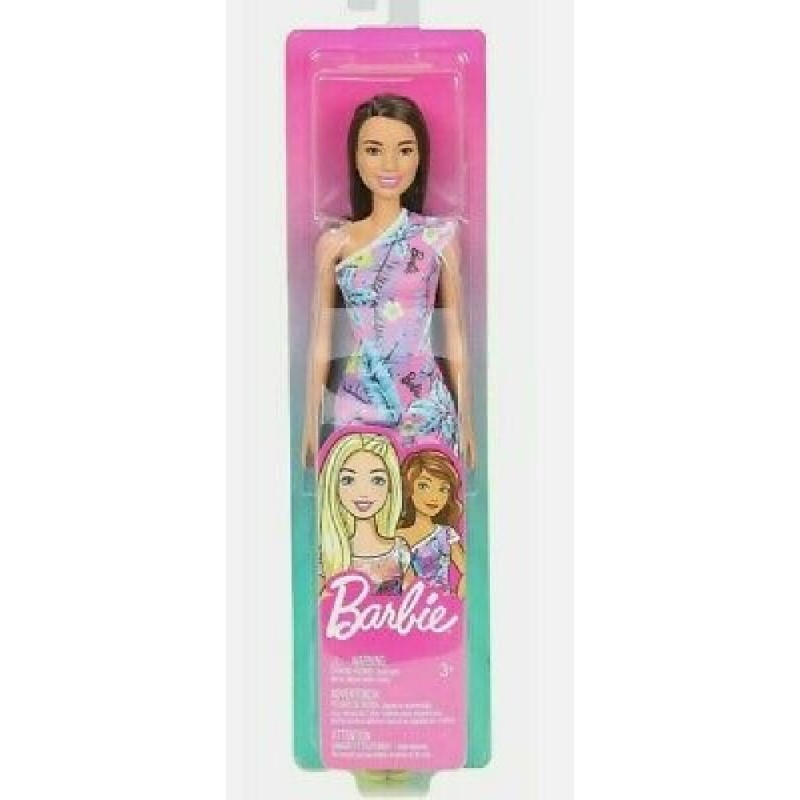 BARBIE MORENA VESTIDO FLORES PÚRPURA - M