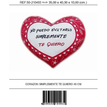CORAZON SIMPLEMENTE TE QUIERO 40 CM