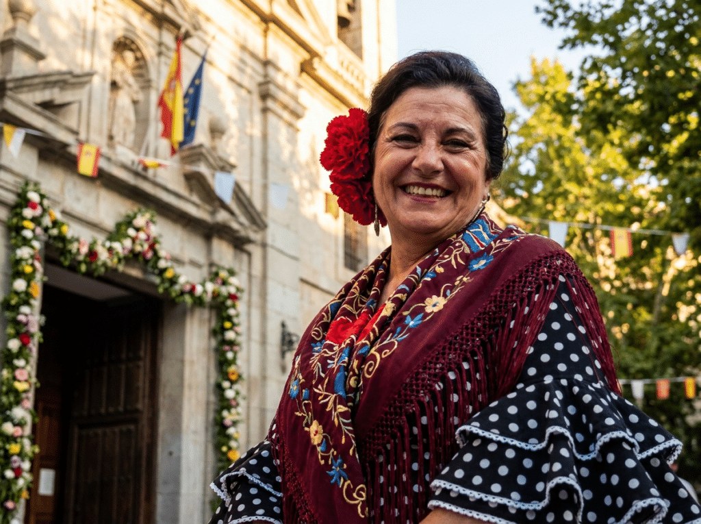 mujer vestida de chulapa en la fiesta de chulapa